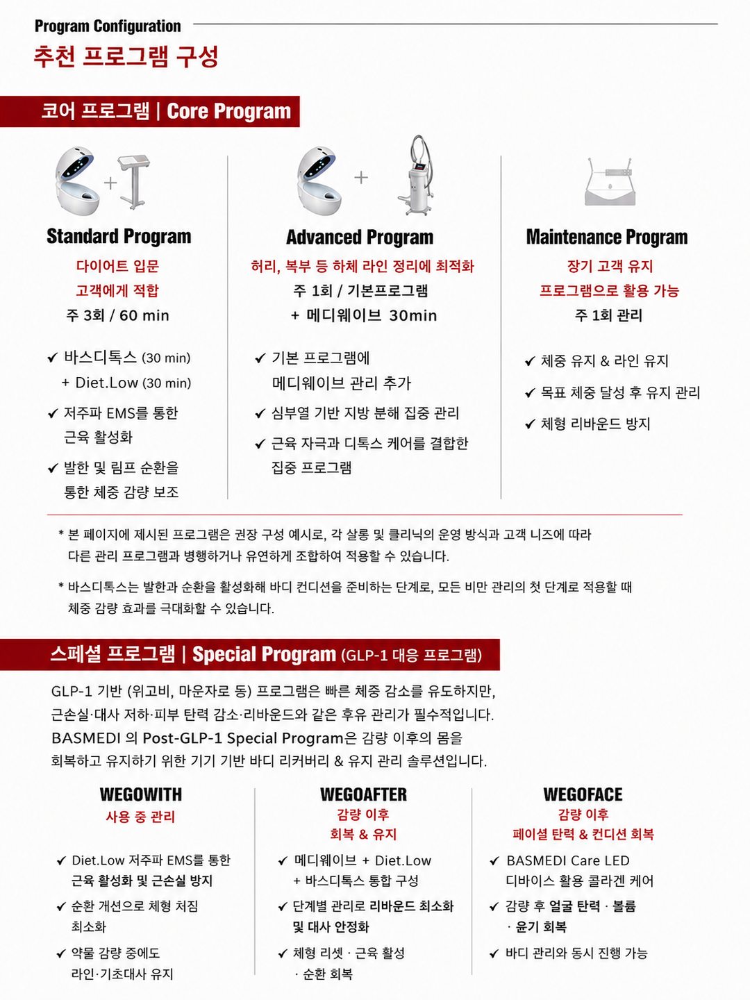 추천 프로그램 구성 — 코어 프로그램과 스페셜 프로그램